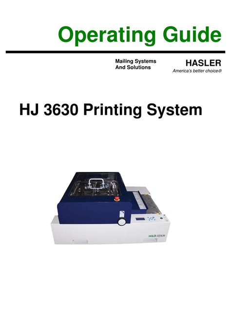 HASLER HJ 3630 OPERATING MANUAL Pdf Download | ManualsLib