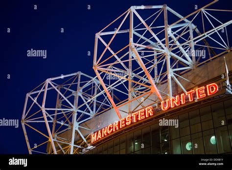 Manchester United's football stadium, Old Trafford, at night Stock ...