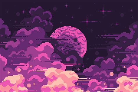 space clouds, space, stars, digital art, pixelated, clouds, pixels ...