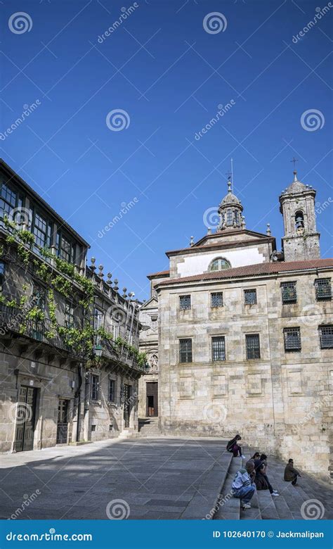 Square in Historic Old Town of Santiago De Compostela Spain Editorial ...