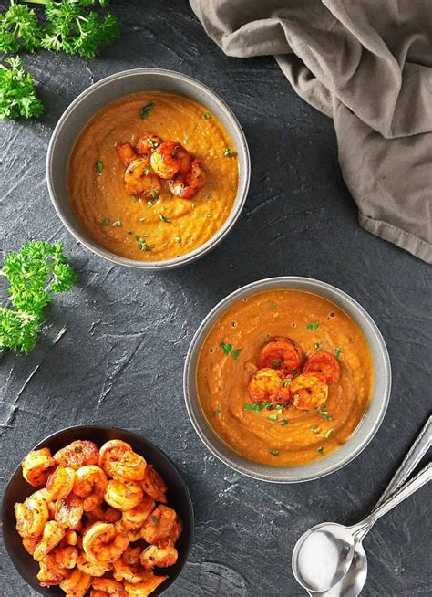 Easy Curried Butternut Squash Soup With Spicy Shrimp