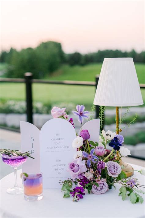 You'll Love the Creative Centerpieces in this Lilac Wedding Inspiration ...