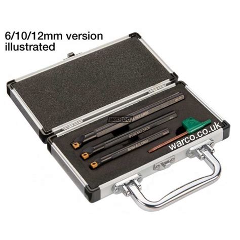 Indexable Boring Bar Lathe Tool Replaceable Tip Metal Case Set