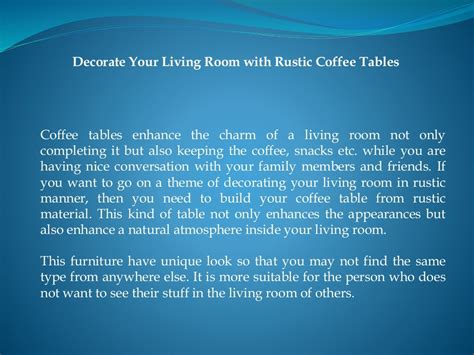 Decorate your living room with rustic coffee tables
