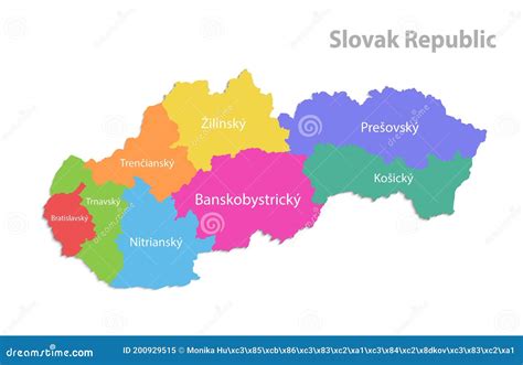 Slovak Republic Map, Administrative Division, Separate Individual ...