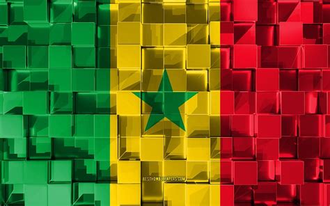 Flag of Senegal, 3D flag, 3D cubes texture, Flags of African countries, 3D art, HD wallpaper ...