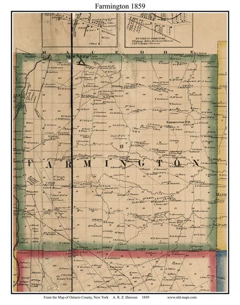 Farmington, New York 1859 Old Town Map Custom Print - Ontario Co. - OLD ...