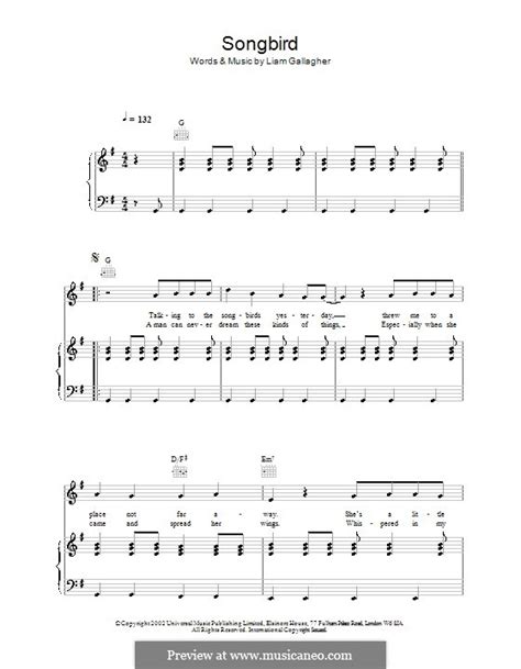 Songbird (Oasis) by L. Gallagher - sheet music on MusicaNeo