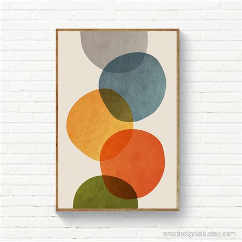 Abstract Circle Art, Nursery Geometric Abstract Circles, Mid Century Modern Printable Art ...