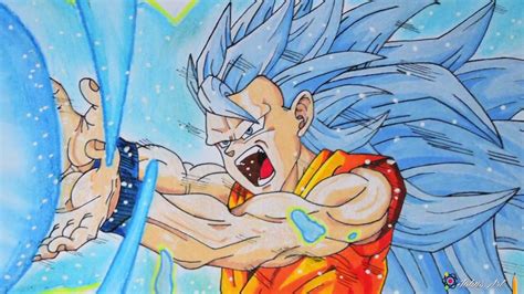 Speed Drawing Goku Super Saiyan Blue 3 Kamehameha - YouTube