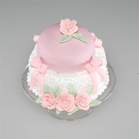 Victorian Hat Cake w/Bow and Roses | Stewart Dollhouse Creations