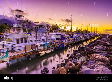 Lahaina harbor on Maui at sunset Stock Photo - Alamy