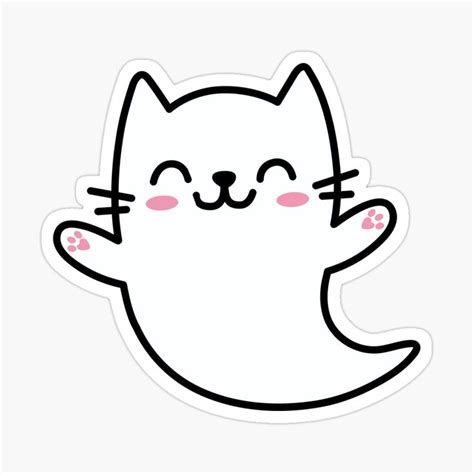 Cat Ghost Halloween Cute Kawaii Sticker by DetourShirts | Ghost cat ...