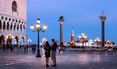 Couple on the Piazzetta San Marco at Night - Venice Photograph by Barry ...