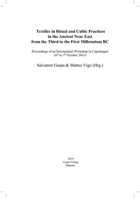 (PDF) Male and Female in Mesopotamian Rituals: An Overview Based on the Use of Woven Materials ...