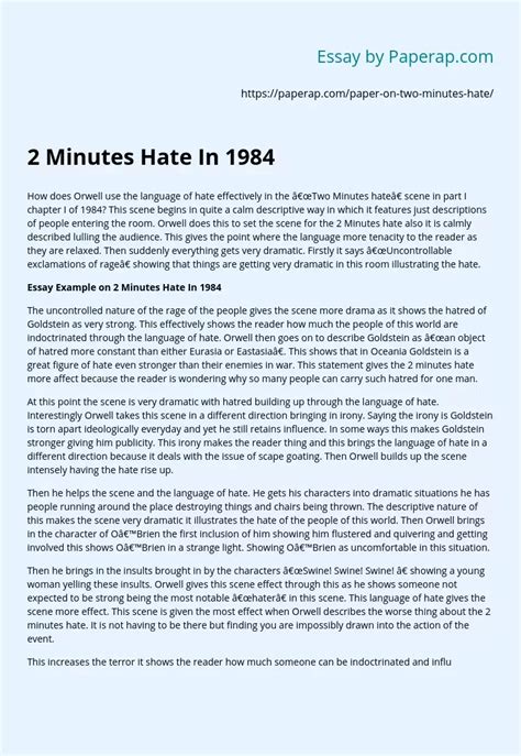 2 Minutes Hate In 1984 Analysis Essay Example