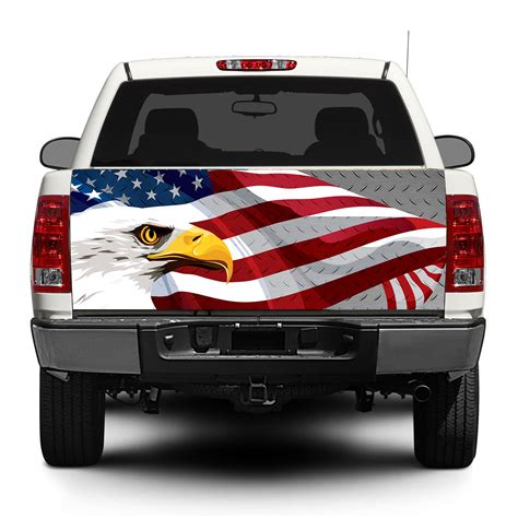 American Eagle USA Flag Steel Tailgate Decal Sticker Wrap Pick-up Truck SUV Car
