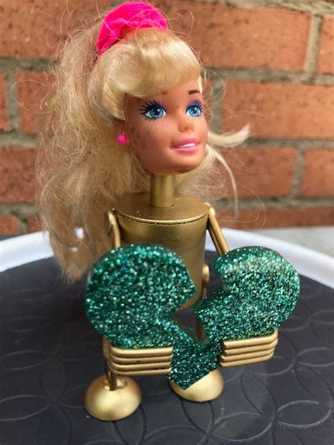 Blonde barbie robot with broken heart | Etsy