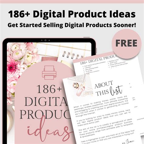 186+ Digital Product Ideas List FREEBIE | Printables Mom