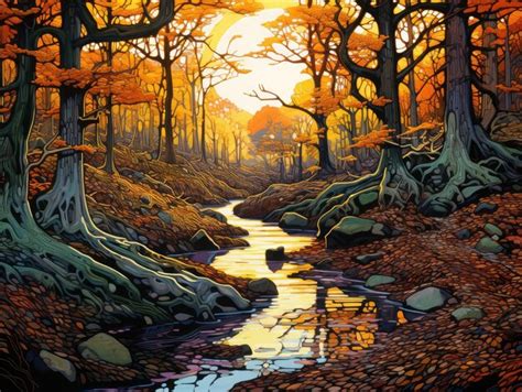 Premium AI Image | autumn scenery landscape painting