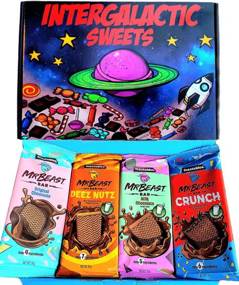 Buy Mr Beast Feastables Chocolate Bar Hamper Gift Box | Deez Nuts, Milk Chocolate, Original ...