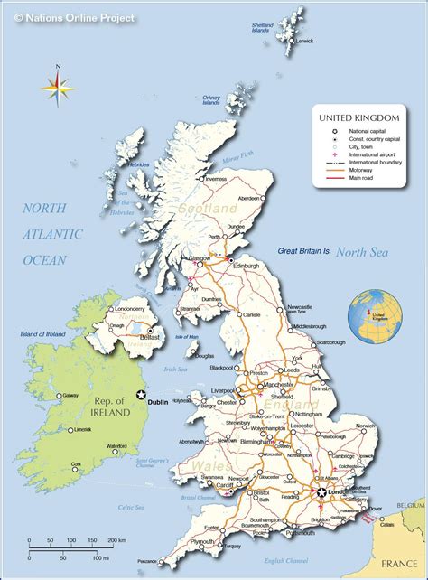 UK airports map - Map showing UK airports (Northern Europe - Europe)