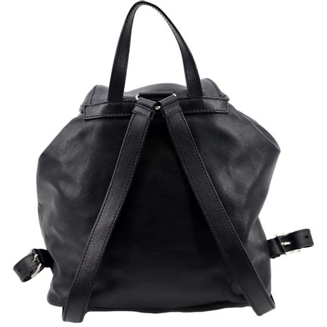 PRADA Milano Double Pocket Leather Backpack Bag Black