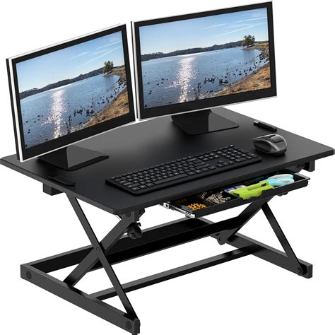 Buy SHW 32-Inch Height Adjustable Standing Desk Converter Riser ...