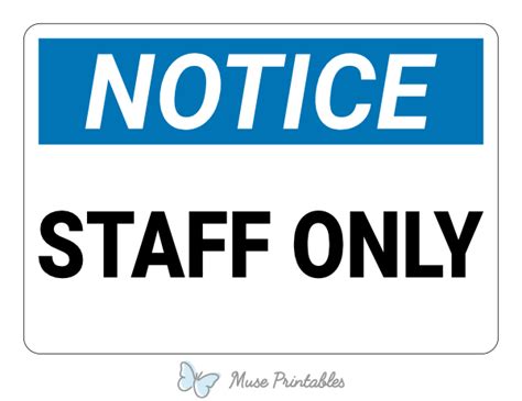 Printable Staff Only Notice Sign