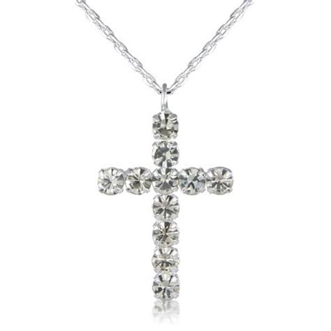 sterling silver diamante cross necklace by diamond affair ...