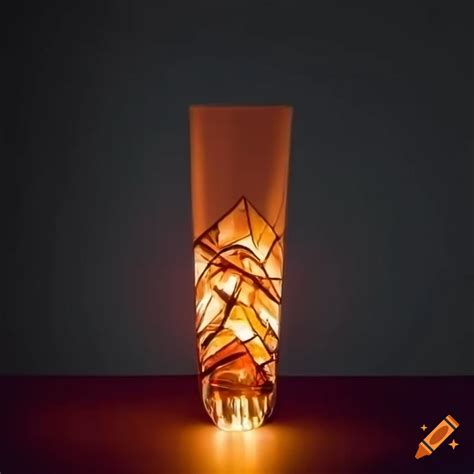 Cubist glass vase with dramatic lighting