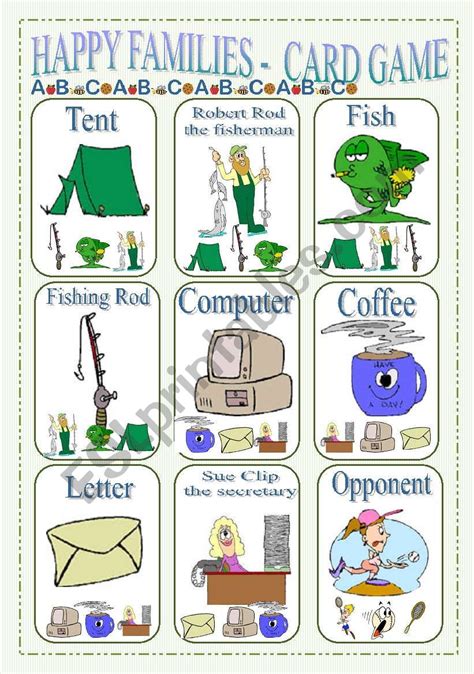 Happy Families - Card Game New Set!!! - ESL worksheet by lilianac