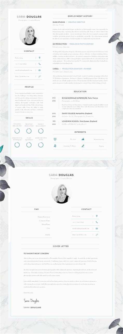 Modern Resume Template | Single Page Resume Template + Cover Letter + Advice | Printable for ...