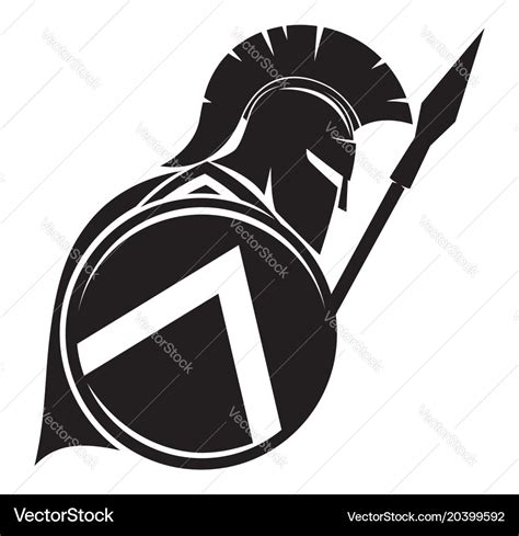 Warrior with shield and spear Royalty Free Vector Image