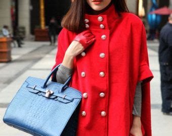 Cashmere Winter Coat Red Wool Coats Women Cape Coat Sleeveless Cloak ...