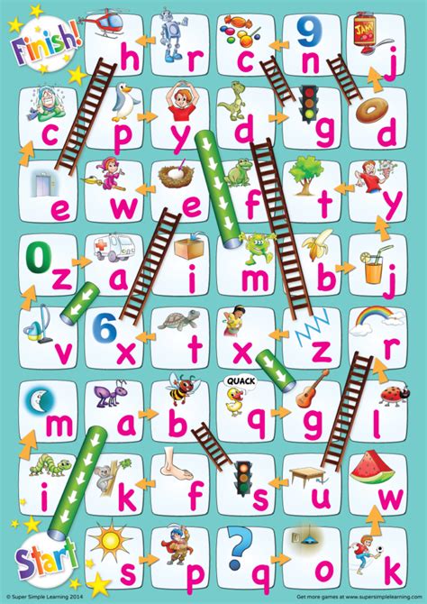 Lowercase Alphabet Chutes & Ladders Game - Super Simple Alphabet Games For Kindergarten ...