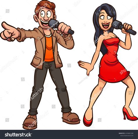 Karaoke cantando pareja de hombres y: vector de stock (libre de regalías) 1618681330 | Shutterstock