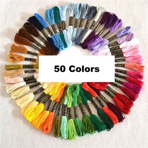 50 Colors Cross Stitch Embroidery Thread Hand Cross Stitch Floss thread Similar Sewing Skeins ...