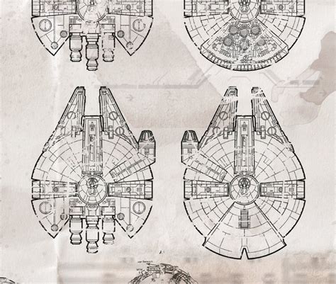 Millennium Falcon Blueprint-variations whiteprint | Etsy