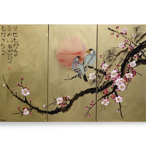 Japan Art Cherry Blossom and Love Birds Japanese Style - Etsy