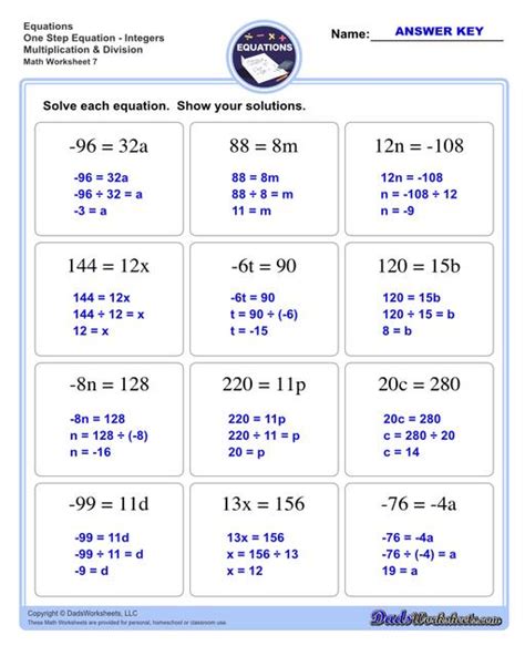 One Step Equations