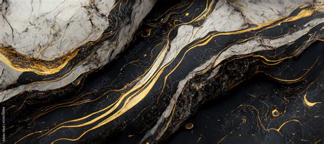 The texture of black and white marble with gold veins. Natural pattern ...