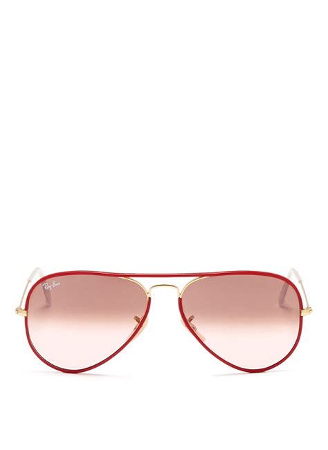 Ray-ban 'Aviator Full Colour' Acetate Rim Wire Sunglasses in Red | Lyst