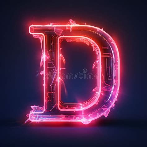 Neon Letter D. 3D Rendering Stock Illustration - Illustration of ...