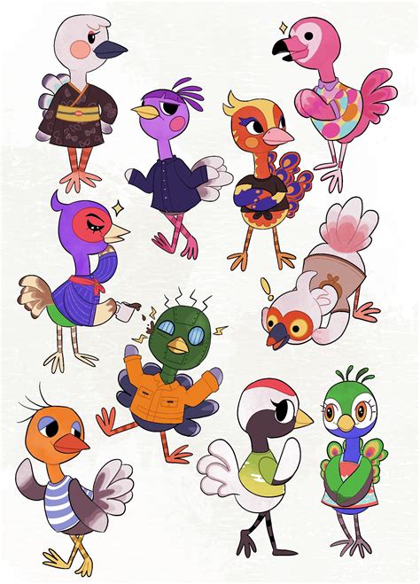 Drew all the Ostrich villagers! Love all these weird birds 🤩 : r/AnimalCrossing