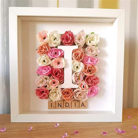 Floral Scrabble Frame for Nursery or Girls Bedroom | Etsy | Flower shadow box, Scrabble art ...