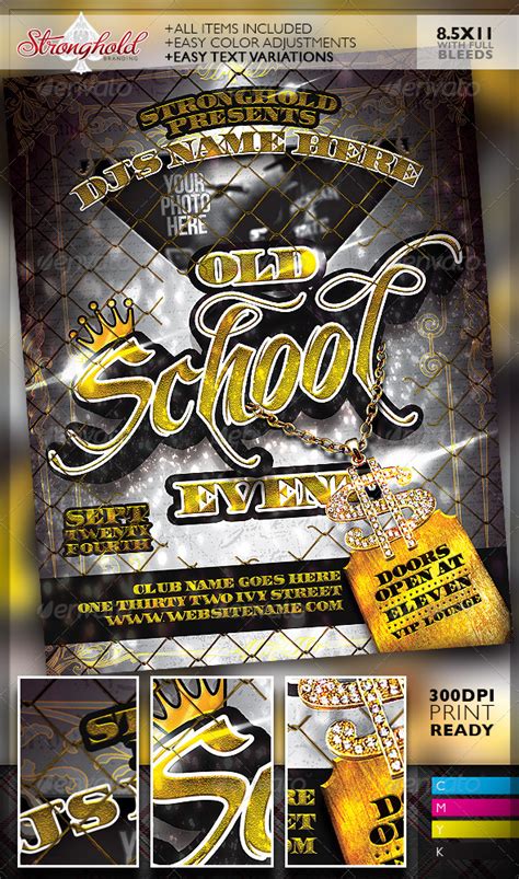 Old School Gold Event Flyer Template by getstronghold | GraphicRiver