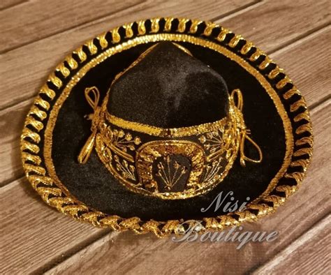 Beautiful Mexican Embroidered Charro Hat, Black With Gold Charro Hat ...