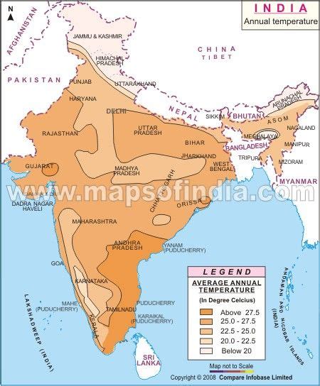 Annual Temperature Map of India