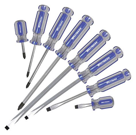 WESTWARD, 8 Pieces, Phillips/Slotted Tip, Magnetized Tip Screwdriver Set - 401L75|401L75 - Grainger